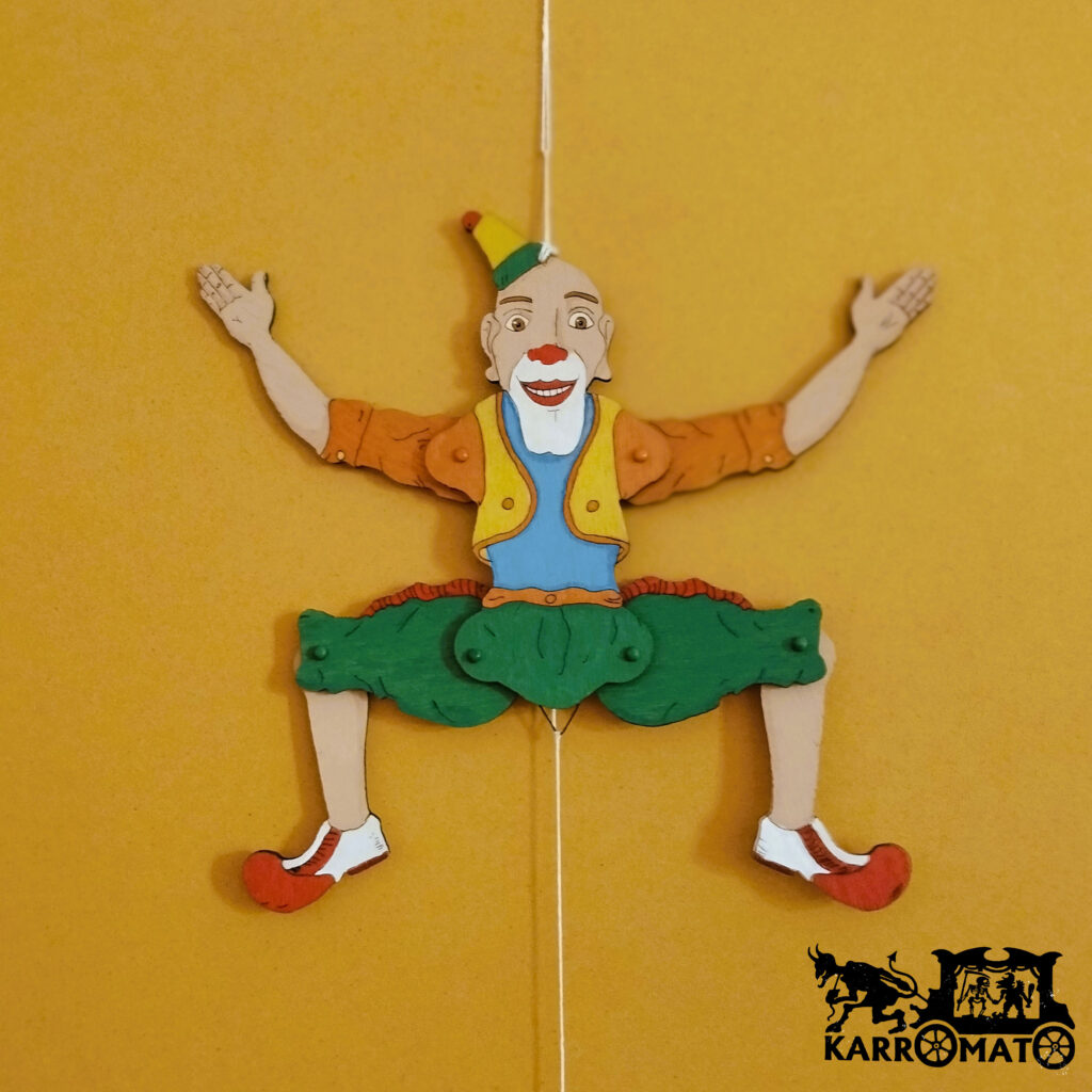 Vintage Circus Clown | Wooden Jumping Jack Puppet